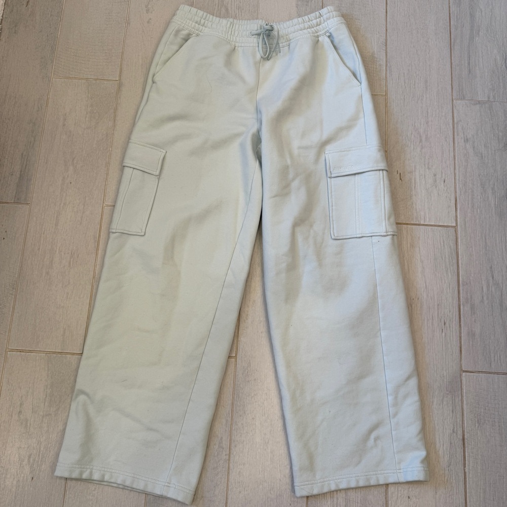 Athleta Forever Fleece Cargo Track Pant Mint Green